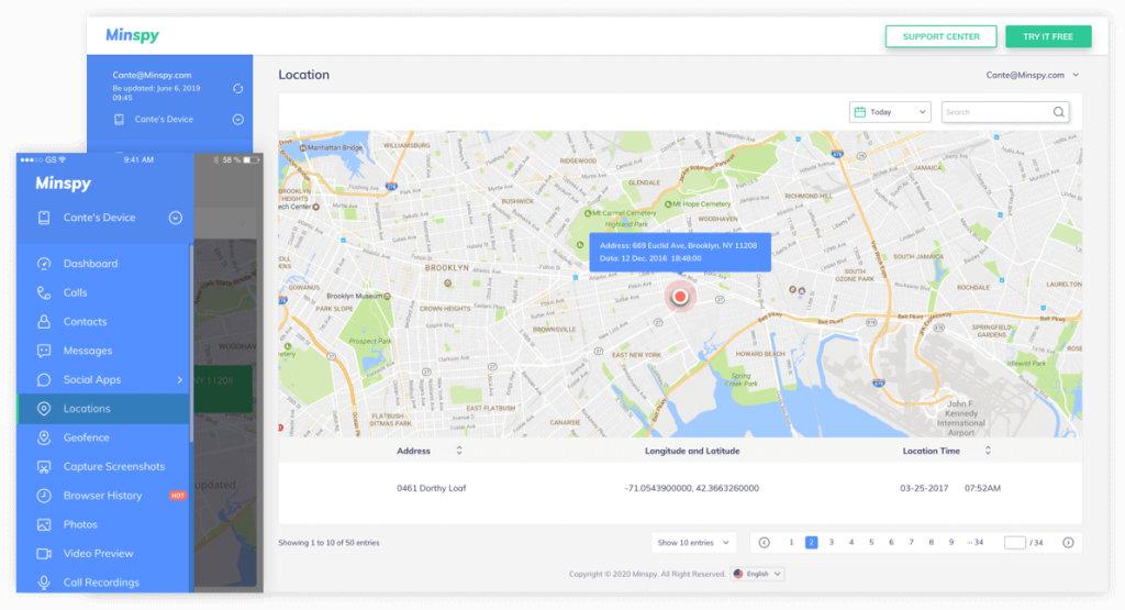 minspy location tracking by number