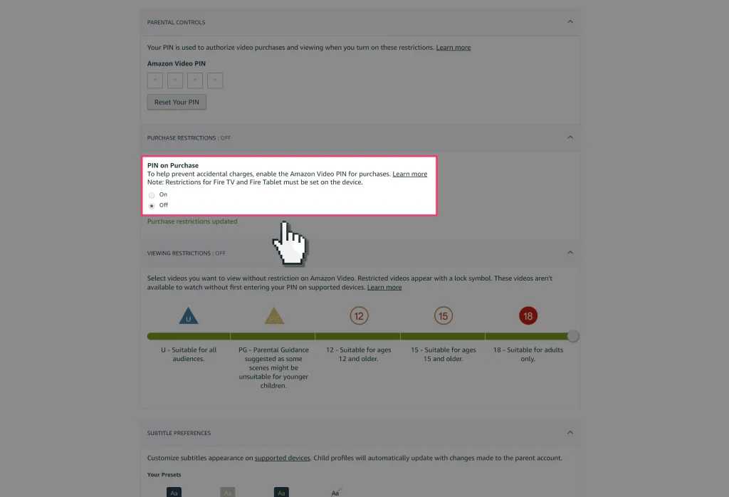 parental controls on amazon prime
