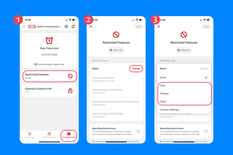 nintendo parental controls app
