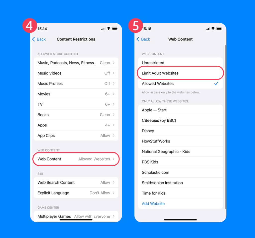 how to block websites on iphone