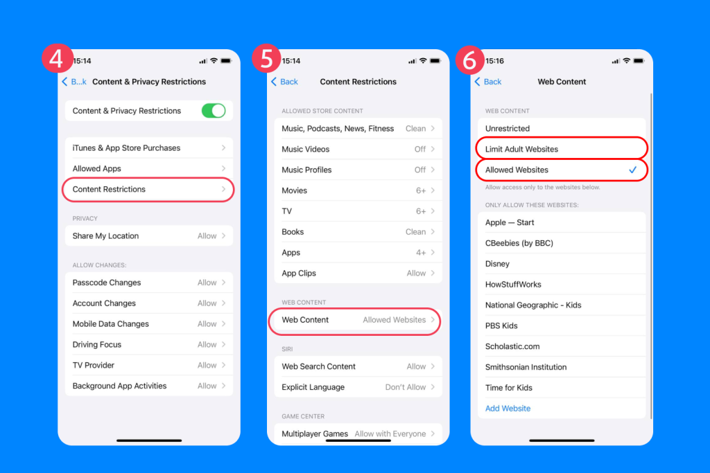 how to block a website on iphone