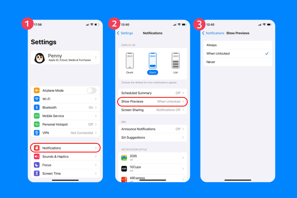 hide notifications iphone