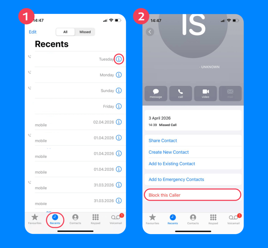 block list on iphone