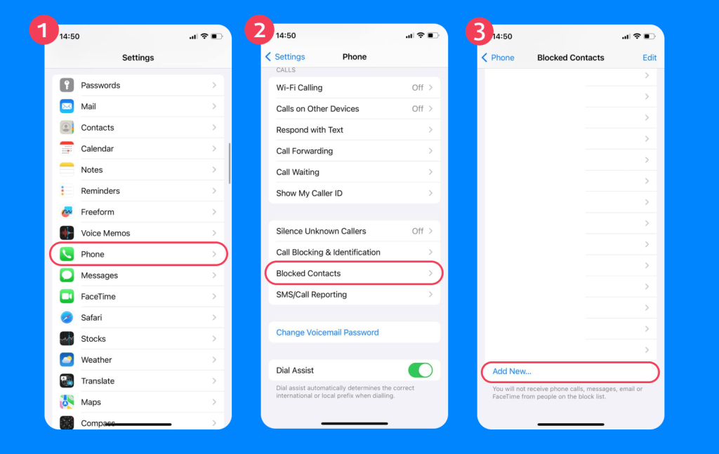 block numbers on iphone