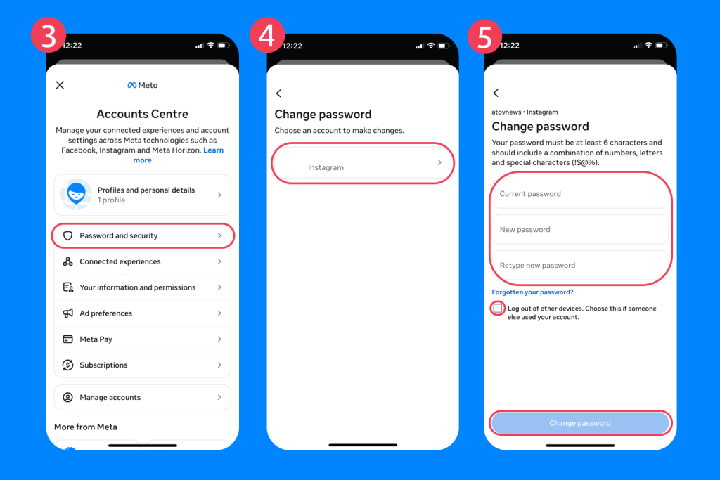 change password instagram