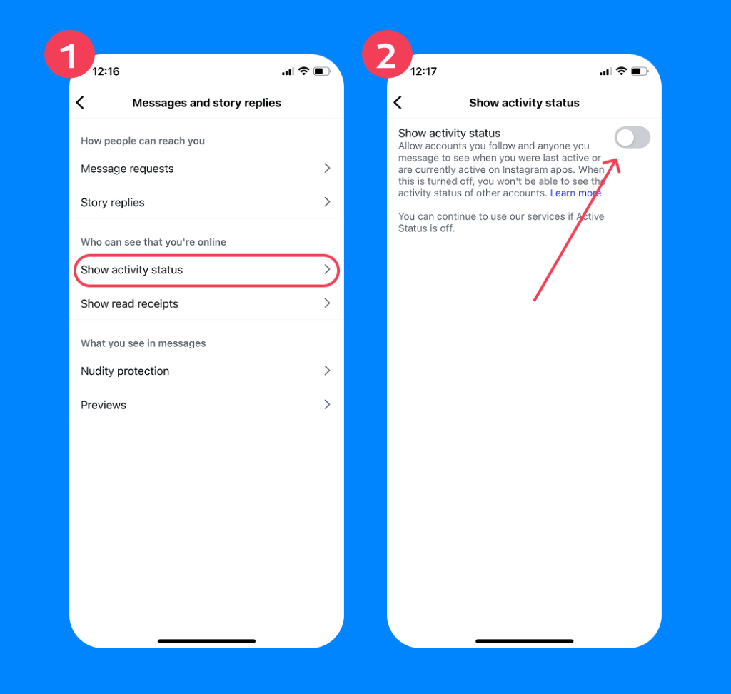 how to turn active status off on instagram