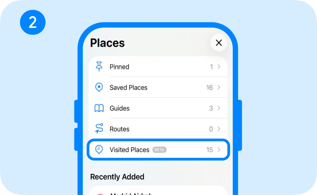 Apple Maps Location History on iPhone, step 2