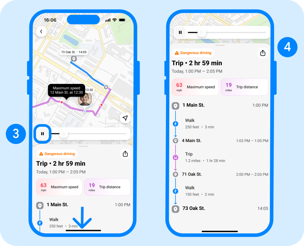 Check iPhone Location History with Findmykids, step 3